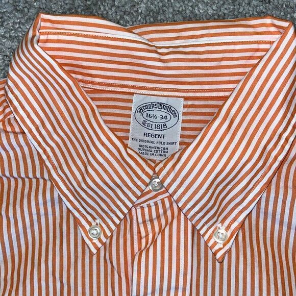 Brooks Brothers Regent Non-Iron Tennessee Vols  LS Supima Orange Stripe shirt L - Picture 1 of 5